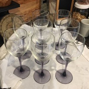 8 Purple Stem Wine Glasses